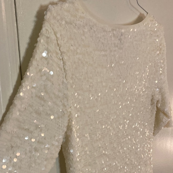BCBGMAXAZRIA Ivory Sequin Cocktail Dress - Picture 3 of 8